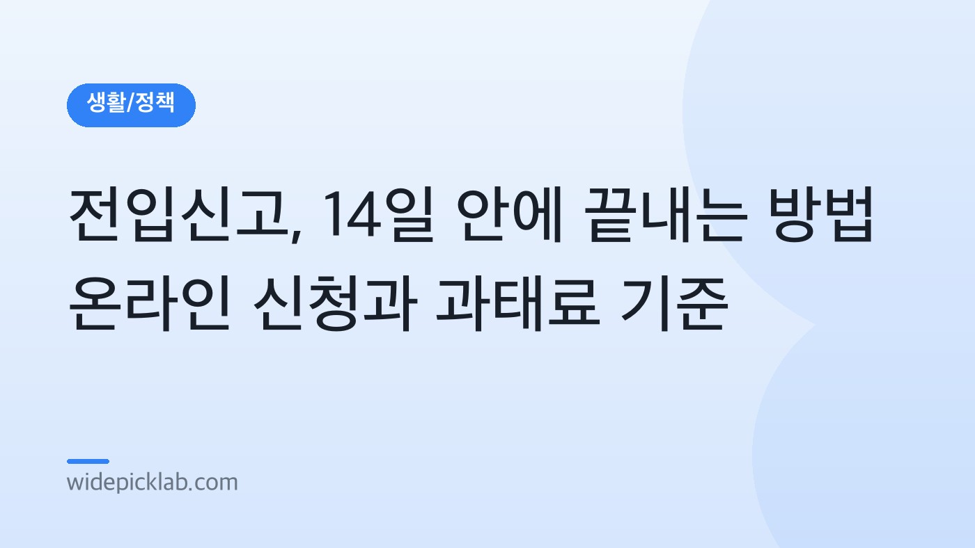 전입신고, 14일 안에 끝내는 방법 온라인 신청과 과태료 기준 안내 카드